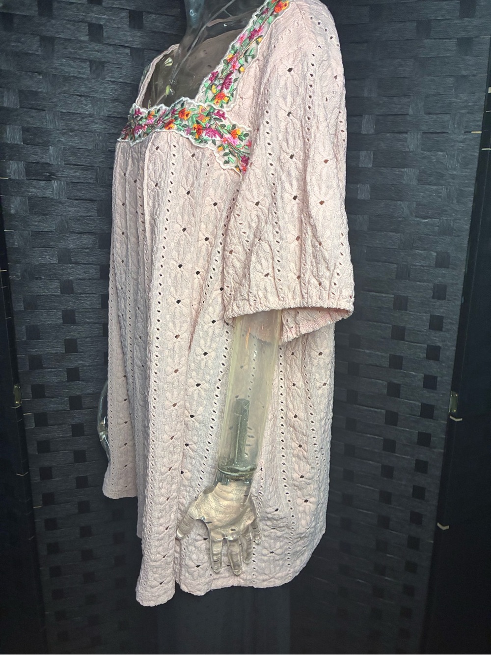 BloomChic Blush Eyelet Square-Neck Embroidered Peasant Top - Picture 6 of 9